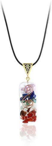 7 Chakra Natural Stone Beads Rope Chain Pendant Necklace Handmade Healing Spiritual Round Square Geometric Necklace for Women Men Girls Boy Yoga Energy Generator Protection Jewelry Gift in Saudi Arabia