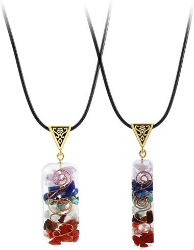 7 Chakra Natural Stone Beads Rope Chain Pendant Necklace Handmade Healing Spiritual Round Square Geometric Necklace for Women Men Girls Boy Yoga Energy Generator Protection Jewelry Gift in Saudi Arabia