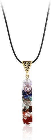 7 Chakra Natural Stone Beads Rope Chain Pendant Necklace Handmade Healing Spiritual Round Square Geometric Necklace for Women Men Girls Boy Yoga Energy Generator Protection Jewelry Gift in Saudi Arabia
