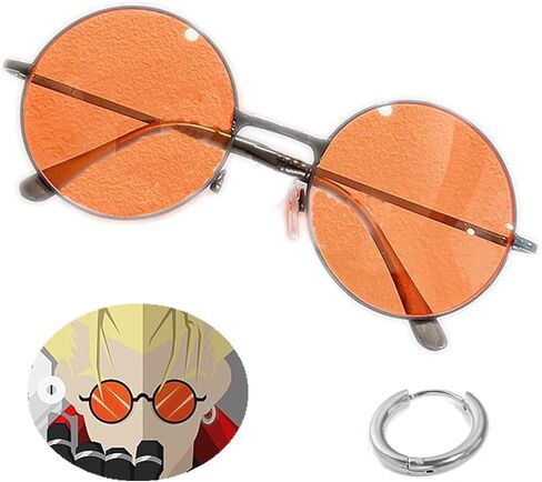 RJZMMN Trigun Vash The Stampede Glasses Earring Anime Vash The Stampede Sunglasses Cosplay Accessories Prop 2023 NEW in Kuwait