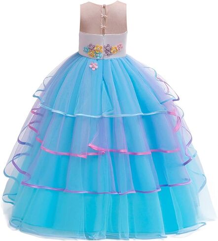 FMYFWY Unicorn Costume for Girls Birthday Pageant Party Dress Halloween Christmas Sleeveless Long Tulle Ball Gown w/Headband in Kuwait