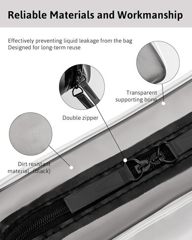 Meowoo Clear Travel Bags For Toiletries and Cosmetic, TSA Approved Clear Organizer Bags, Waterproof Pvc Clear Pouches For Airline Travel, Bathroom And Organizing (Black, XL+L+M+S 4pcs) in Kuwait