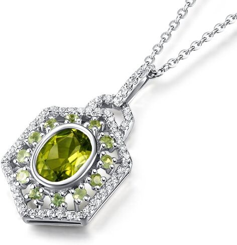 قلادة من الفضة الإسترلينية من كارلين 2.15 قيراط حجر الزبرجد الأخضر الأصلي حجر البلد قلادة للنساء ، طول السلسلة 16+2 بوصة, معدن أحجار كريمة, الزبرجد in Kuwait