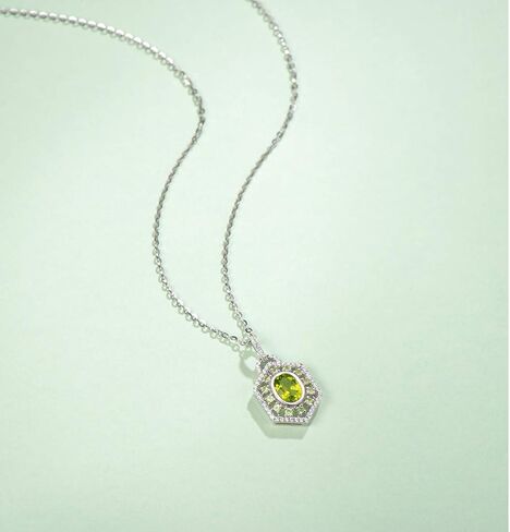 قلادة من الفضة الإسترلينية من كارلين 2.15 قيراط حجر الزبرجد الأخضر الأصلي حجر البلد قلادة للنساء ، طول السلسلة 16+2 بوصة, معدن أحجار كريمة, الزبرجد in Kuwait