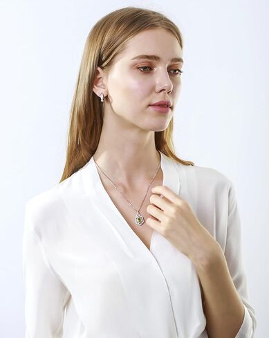 قلادة من الفضة الإسترلينية من كارلين 2.15 قيراط حجر الزبرجد الأخضر الأصلي حجر البلد قلادة للنساء ، طول السلسلة 16+2 بوصة, معدن أحجار كريمة, الزبرجد in Kuwait