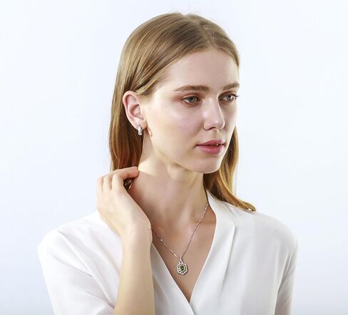 قلادة من الفضة الإسترلينية من كارلين 2.15 قيراط حجر الزبرجد الأخضر الأصلي حجر البلد قلادة للنساء ، طول السلسلة 16+2 بوصة, معدن أحجار كريمة, الزبرجد in Kuwait