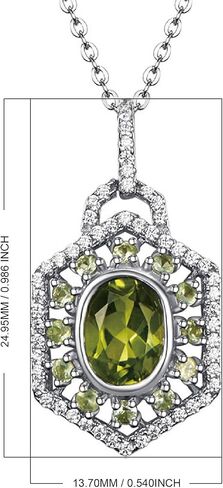 قلادة من الفضة الإسترلينية من كارلين 2.15 قيراط حجر الزبرجد الأخضر الأصلي حجر البلد قلادة للنساء ، طول السلسلة 16+2 بوصة, معدن أحجار كريمة, الزبرجد in Kuwait