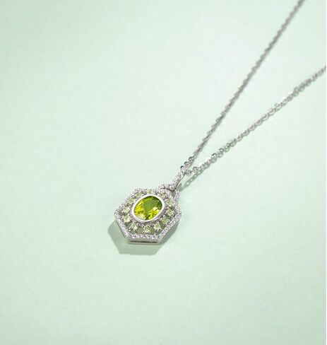 قلادة من الفضة الإسترلينية من كارلين 2.15 قيراط حجر الزبرجد الأخضر الأصلي حجر البلد قلادة للنساء ، طول السلسلة 16+2 بوصة, معدن أحجار كريمة, الزبرجد in Kuwait