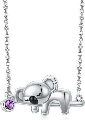 JUSTKIDSTOY Koala Necklace Sterling Silver Cute Animal Koala Bear Birthstone Necklace Jewelry Christmas Birthday Gifts for Women Girls in Saudi Arabia
