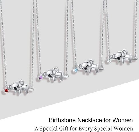 JUSTKIDSTOY Koala Necklace Sterling Silver Cute Animal Koala Bear Birthstone Necklace Jewelry Christmas Birthday Gifts for Women Girls in Saudi Arabia