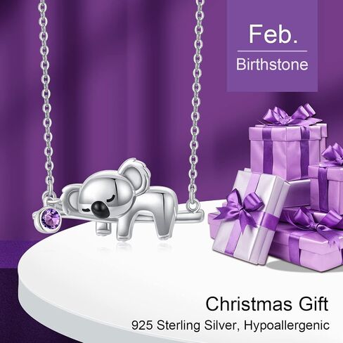JUSTKIDSTOY Koala Necklace Sterling Silver Cute Animal Koala Bear Birthstone Necklace Jewelry Christmas Birthday Gifts for Women Girls in Saudi Arabia