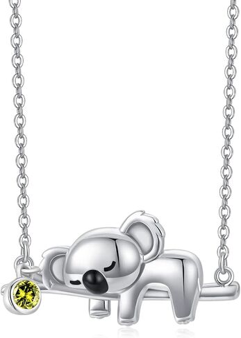 JUSTKIDSTOY Koala Necklace Sterling Silver Cute Animal Koala Bear Birthstone Necklace Jewelry Christmas Birthday Gifts for Women Girls in Saudi Arabia