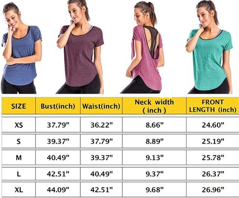 تي شيرت نسائي أساسي للتمرين تي شيرت نسائي رياضي مفتوح من الخلف وأكمام قصيرة لليوجا صيفي in Kuwait