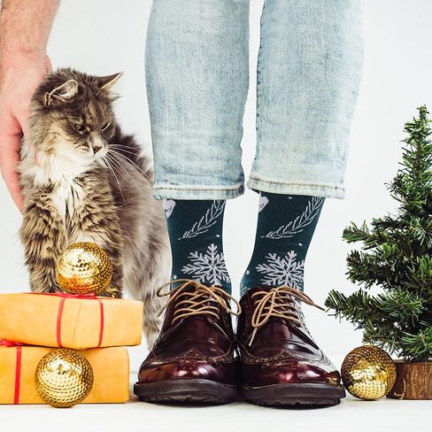 Mens Christmas Socks, Funny Novelty Funky Dress Socks Crazy Fashion Cool Holiday Gifts for Men 6 Pairs in Kuwait