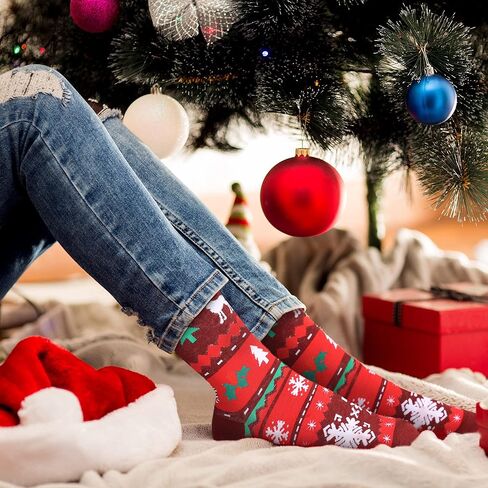 Mens Christmas Socks, Funny Novelty Funky Dress Socks Crazy Fashion Cool Holiday Gifts for Men 6 Pairs in Kuwait