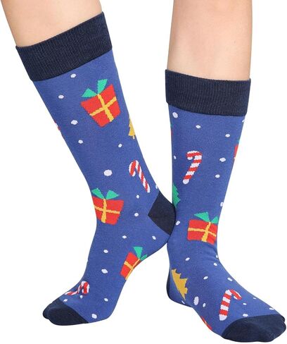 Mens Christmas Socks, Funny Novelty Funky Dress Socks Crazy Fashion Cool Holiday Gifts for Men 6 Pairs in Kuwait