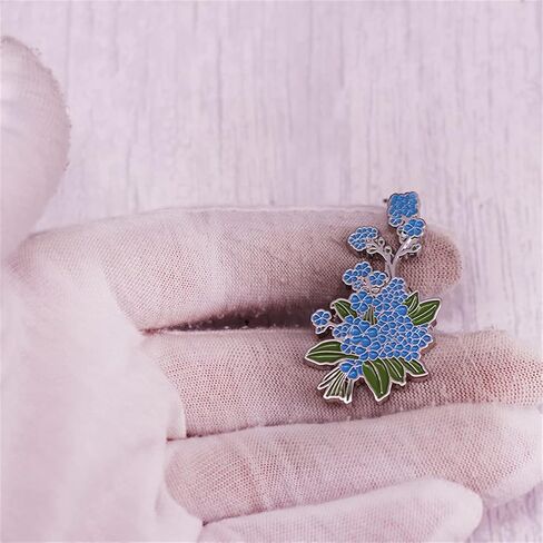Forget Me Not Brooch Blue Flower Badge Botanical Enamel Brooch Nature Plant Lovers Couple Fashion Accessories for Hats Jackets Cotton Shirts Skirts Canvas Bags, Metal, no gemstone in Kuwait