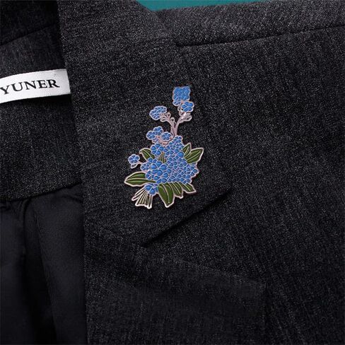 Forget Me Not Brooch Blue Flower Badge Botanical Enamel Brooch Nature Plant Lovers Couple Fashion Accessories for Hats Jackets Cotton Shirts Skirts Canvas Bags, Metal, no gemstone in Kuwait