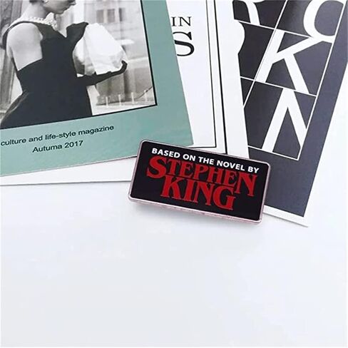 BASED ON THE NOVEL BY STEPHEN KING Brooch Horror Suspense Science Fiction American Author Badge Enamel Lapel Pin with Letters Metal Jewelry Gift Suitable for Hat Jacket Canvas Bag, Alloy Steel, no in Kuwait