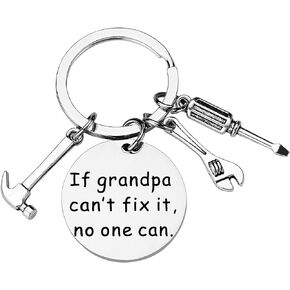 Grandpa Keychain Gift from Granddaughter Grandson Cool Cute Funny Mini Grandfather Hammer Tool Keychain Engraved Men Stainless Steel Key Ring Jewelry Present for Birthday, Father’s Day, Christmas