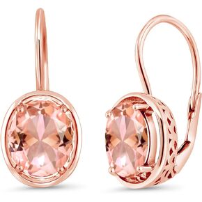 Gem Stone King 18K Rose Gold Plated Silver Peach Nano Morganite Earrings For Women (4.00 Ct Oval 9X7MM)