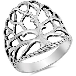 Women's Tree of Life Cute Ring New 925 Sterling Silver Bali Rope Band Sizes 4-13