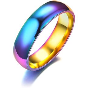 Xusamss Fashion Simple Colorful Stainless Steel Band Ring