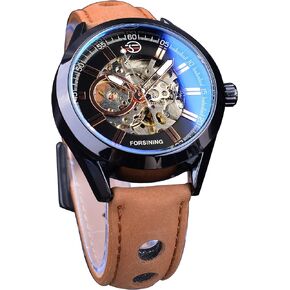 FORSINING 3D Blue Hardlex Glass Mens Transparent Sport Casual Mechanical Automatic Wrist Watch Top Brand Luxury