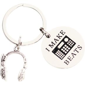 VALAFO Dj Keychain Gifts for Men Women Men Him Music Producer Birthday Ideas Keyring Dj Pendant Jewelry Radio DJ Keychain, Stainless Steel, stainless steel in Kuwait