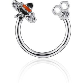 316L Stainless Steel Cute Captive Bee Septum Piercing Jewelry Nose Rings Hoop Ear Stud Cartilage Daith Helix Earrings for Women Girls Body Jewelry