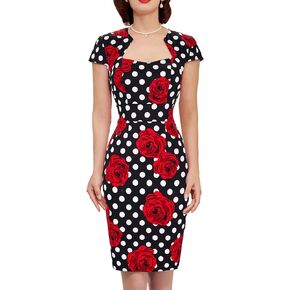 Grace Karin Womens 50s 60s Vintage Pencil Dress Bodycon Cap Sleeve Dress