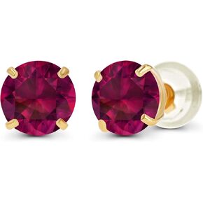 Solid 10K Gold 4mm Round Genuine Gemstone Birthstone Stud Earrings