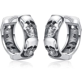 Skull Earrings for Men 925 Sterling Silver Vintage Gothic Skull Bone Stud Hypoallergenic Retro Punk Skeleton Jewelry Gifts for Halloween Cosplay Brithday in Saudi Arabia