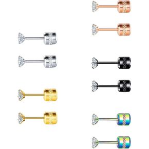 Cubic Zirconia Hypoallergenic Stud Earrings 20G for Women Men Girls Statement Fashion Stainless Steel Cartilage Tragus Helix Earrings Piercing Jewelry Set