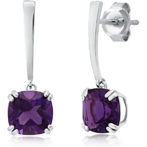 2 CT Cushion Cut Solid 10k Yellow or White Gold Earrings for Women – 7mm Solitaire Gemstone Birthstone Earrings Drop Dangle with Double Prong – Push Back Hypoallergenic by Nicole Miller Fine Jewelry in Kuwait