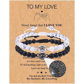 yfstyle Matching Couples Bracelets Beaded 100 Languages I Love You Projection Couples Bracelet His and Her Matching Couple Bracelets Friends Relationship Bracelets Couples/Friends Bracelet Gift