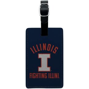 University of Illinois Official Logo Rectangle Leather Luggage Card ID Tag
