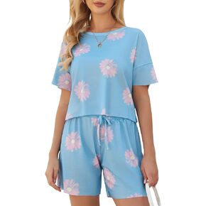 طقم ملابس WESIDOM للسيدات مكون من قطعتين، قمصان كاجوال بأكمام قصيرة وشورتات مريحة، طقم بيجامات رياضية in Kuwait