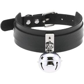FM FM42 Multicolor PU Simulated Leather Silvert-tone 4cm Large Bell Wide Collar Choker Necklace
