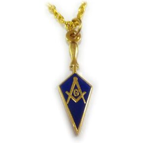 Trowel with Square & Compass Masonic Necklace - [Blue & Gold][1'' Tall]