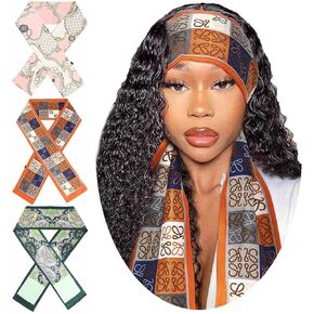 Formery Silky Edge Lay Scarf Pink Pattern African Hair Wraps Satin Wig Edge Wrapping Headbands for Women and Girls (Pack of 3)