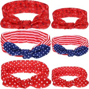 Naspolo 6 Pieces 4th of July Mommy and Me Headband, Independence Day Headwear Hairband, Patriotic Accessory for Independence Day Party, Parades, Veterans Day Activities, Theme Parties, Daily Wear