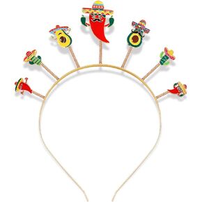 Cinco De Mayo Headbands Mexican Fiesta Hairband Sombrero Chili Cactus Piñata Hair Hoop Mexican Theme Party Decoration