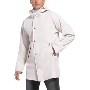 UNIQUEBELLA Men's Rain Jacket with Hooded Waterproof Active Long Raincoat Classic Rain Coats Windbreaker for Hiking Camping