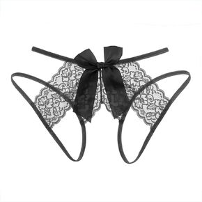 Women's Lace Underwear w/Bow Tie, Slit Birefs for Ladies
