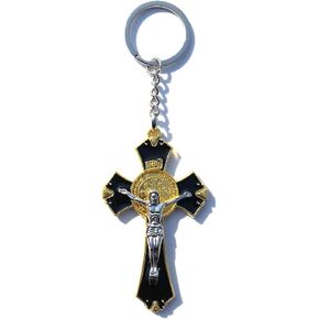 JINZHOUFZ Black gold, paint Cross Keychain Heavy Duty Key Chain Crosses for Convinced Christian