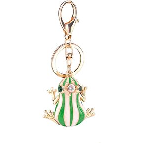 AISIBO Frog Keychain, Frog Charm Fashionable Keychain, Cute Rhinestone Green Frog Keychain Key for Women Handbag Pendant Accessories Car Key Rings(Green)