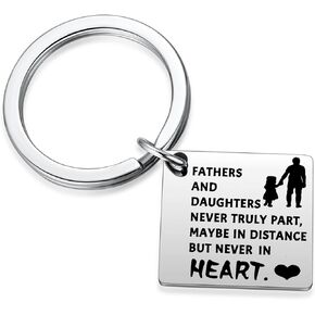 Fathers Keychain Gift for Dad Fathers and Daughters Never Truly Part Dad Gift from Daughter, Daughter Gift for Bday