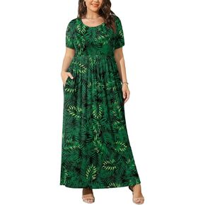 BISHUIGE Women Summer XL-6X Plus Size Maxi Dress Long Dresses with Pockets