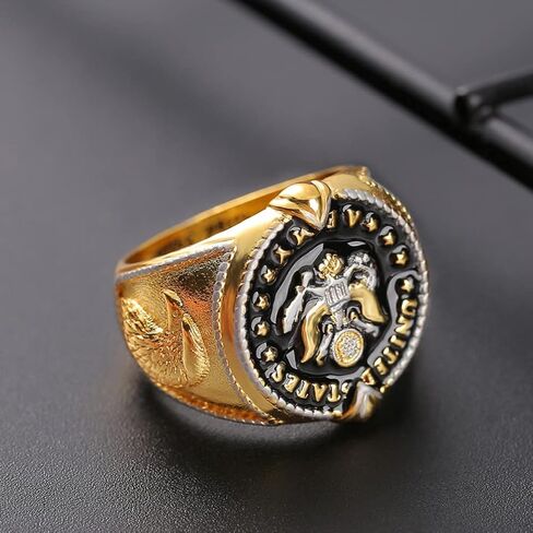 Cuistonelf خاتم النسر للرجال، خاتم الجيش الأمريكي الوطني الأمريكي النسر الأصلع الدائري الشمال فايكنغ النسر رئيس عصابة الهيب هوب النسر الصقر الحيوان الدائري الرجال الشرير الصخرة الذهب النسر خاتم المجوهرات هدية in Kuwait